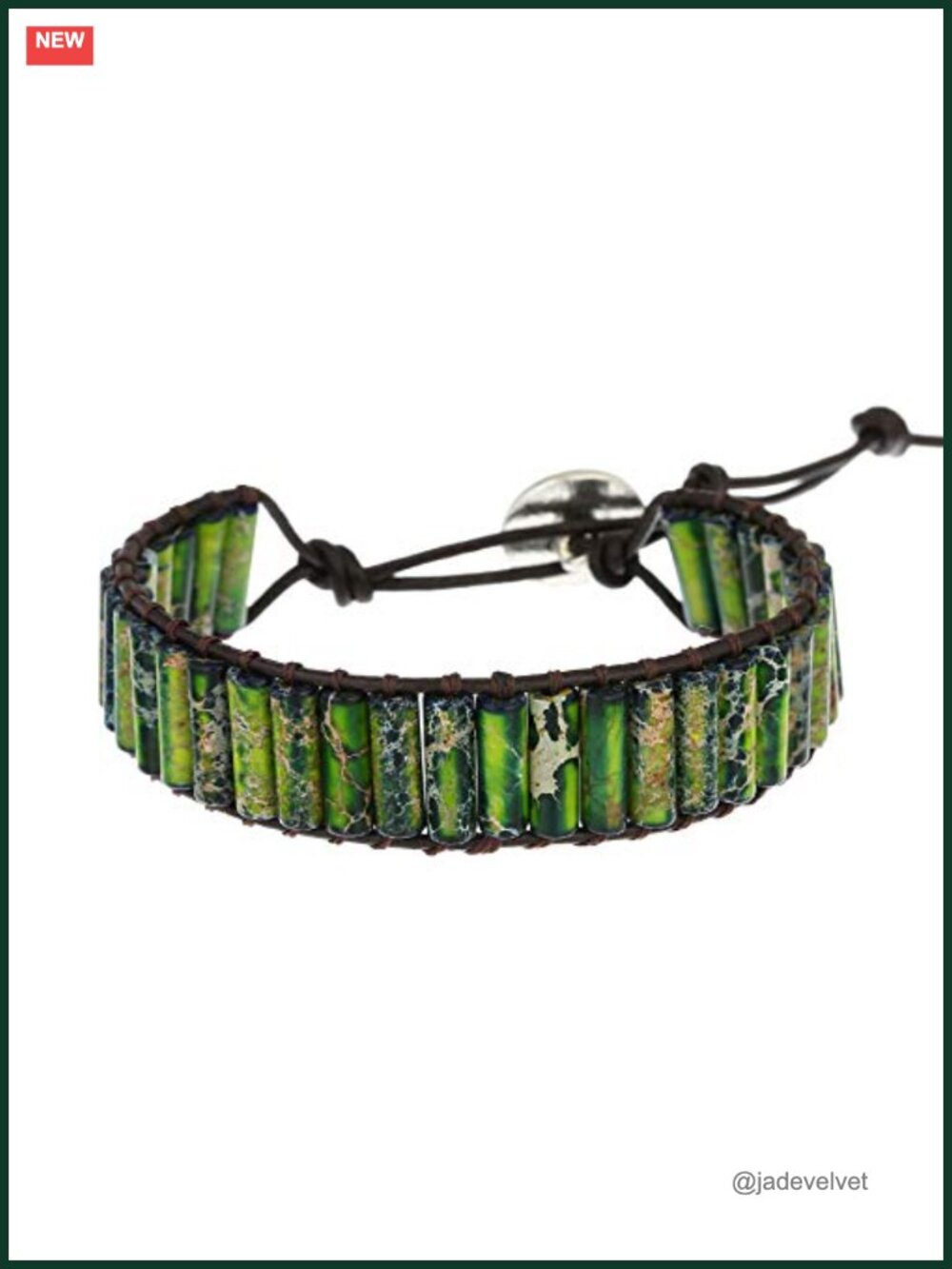 Women's Natural Stone Crystal Leather Wrap Bracelet, Imperial Jasper Beaded Boho